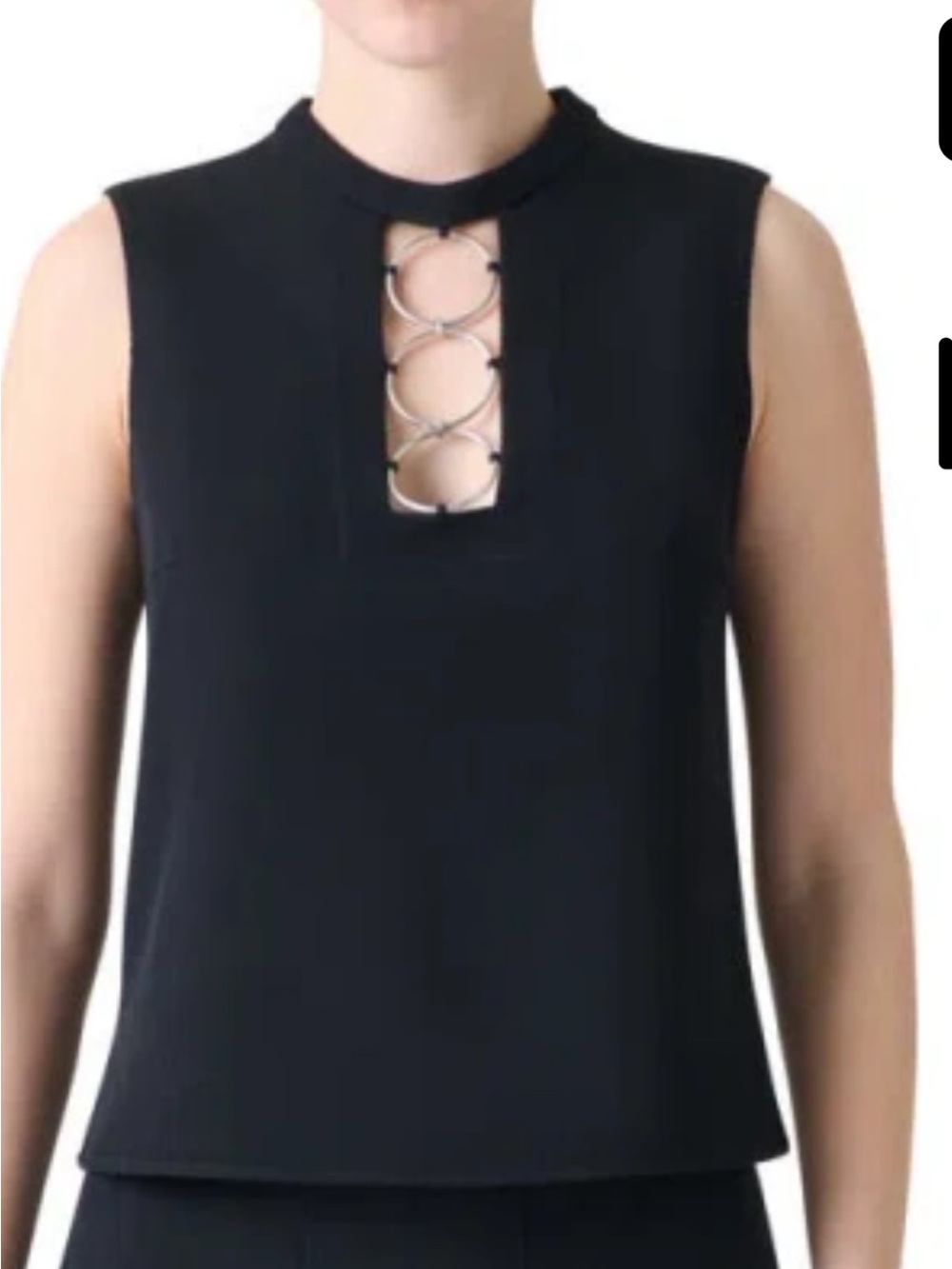 Akris Black Punto Sleeveless top with rings